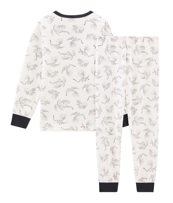 Pijama de terciopelo para niño pequeño blanco MARSHMALLOW/blanco MULTICO
