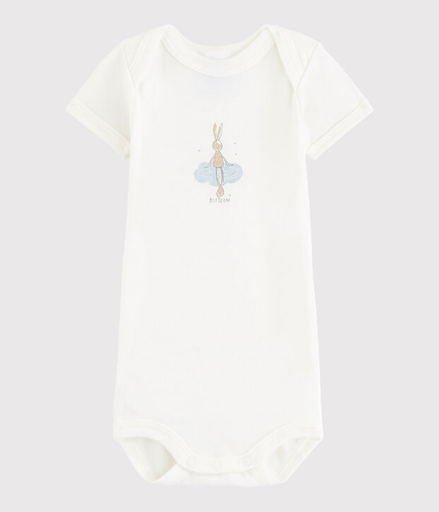 Bodi de manga corta de beb&eacute; ni&ntilde;o blanco Lait