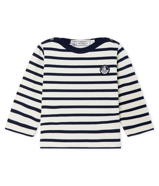 Jersey marinero emblemático para bebé unisex beige COQUILLE/azul SMOKING