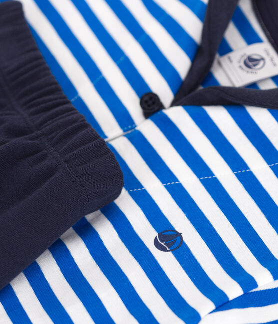 Conjunto de dos piezas de algodón con camiseta con cuello de uniforme para bebé azul PORCELANA/ SMOKING