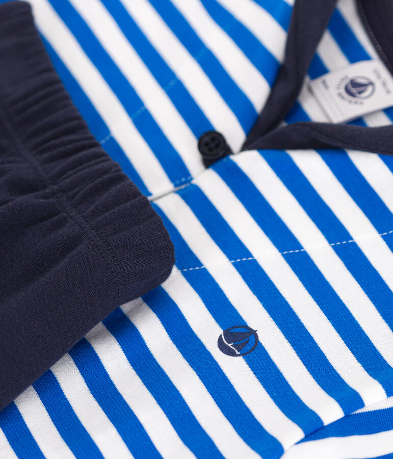 Conjunto de dos piezas de algod&oacute;n con camiseta con cuello de uniforme para beb&eacute; azul/azul