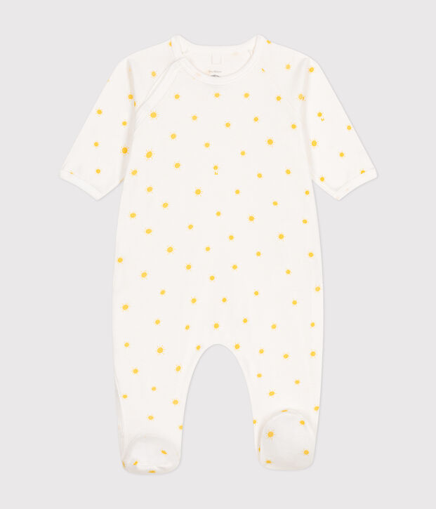 Pijama de algod&oacute;n para beb&eacute; blanco/amarillo