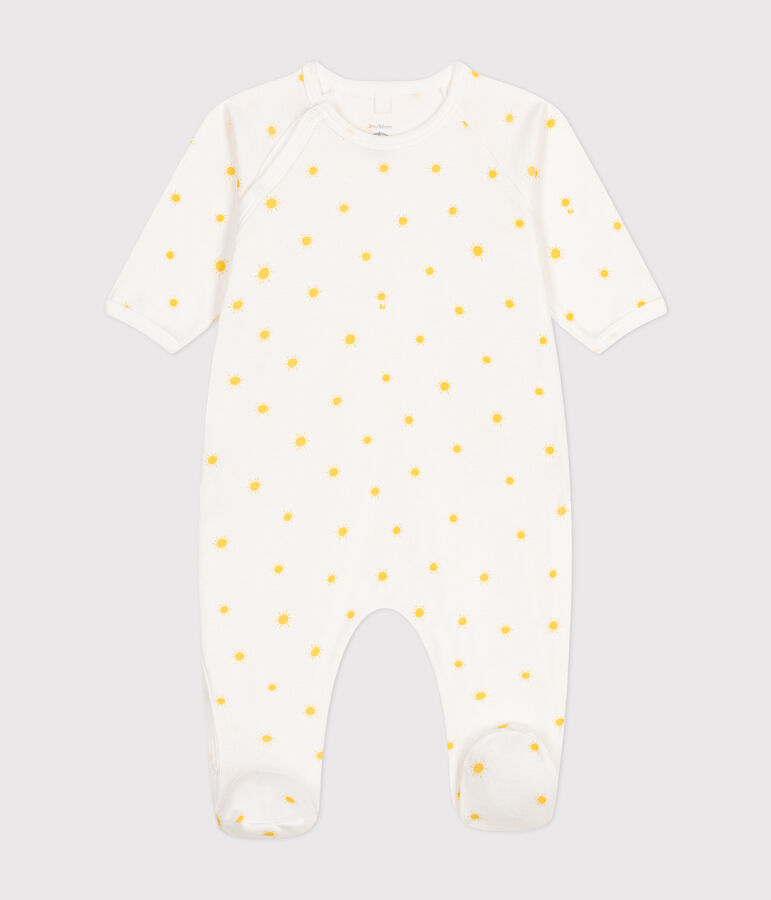 Pijama de algod&oacute;n para beb&eacute; blanco/amarillo