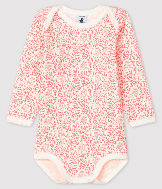 Bodi de manga larga para bebé niña blanco MARSHMALLOW/rosa GRETEL