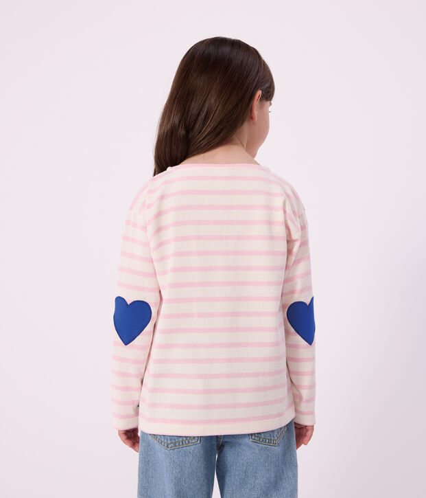 Marinera infantil de algod&oacute;n a rayas rosa/rosa