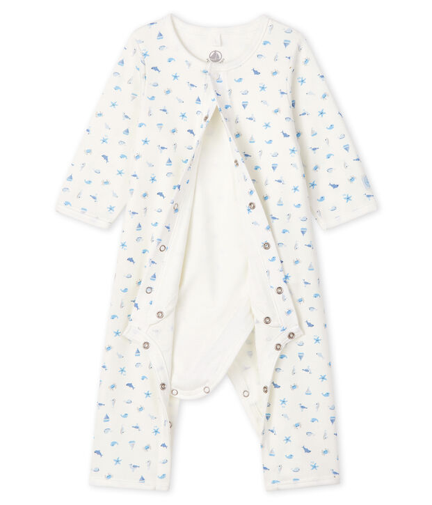 Bodyjama sin pies para beb&eacute; de punto blanco/multicolor