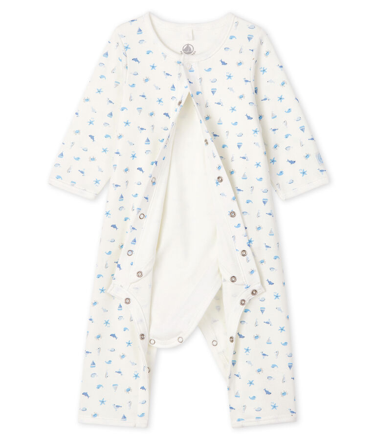 Bodyjama sin pies para beb&eacute; de punto blanco/multicolor