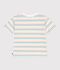 Camiseta infantil de manga corta de algod&oacute;n a rayas blanco/multicolor