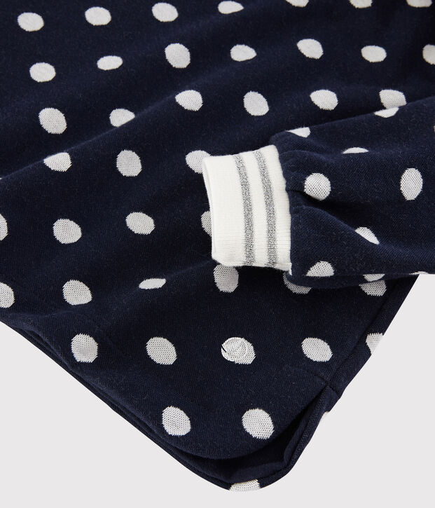 Vestido de manga larga para ni&ntilde;a azul/blanco