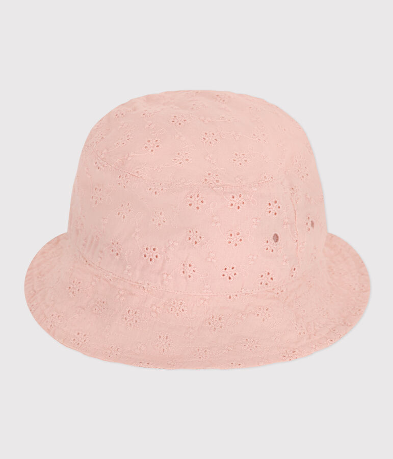 Gorro rosa con bordado ingl&eacute;s para ni&ntilde;a rosa