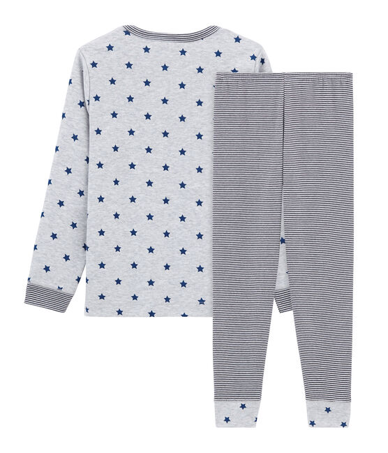 Pijama de punto para niño pequeño gris POUSSIERE/blanco MULTICO