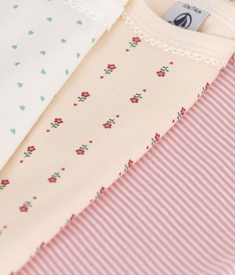 Juego de 3 bodis de algod&oacute;n de manga corta para beb&eacute; multicolor