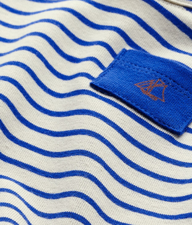 Camiseta a rayas beb&eacute; ni&ntilde;o de manga corta beige/azul