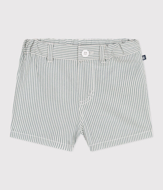Shorts de seersucker a rayas para bebé blanco MARSHMALLOW/azul BRUT
