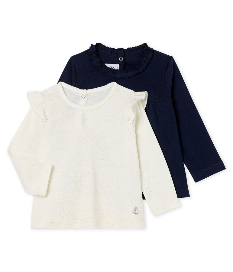 Juego de 2 camisetas de manga larga para beb&eacute; ni&ntilde;a multicolor