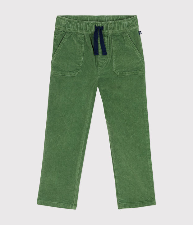 Pantal&oacute;n recto de terciopelo para ni&ntilde;o verde