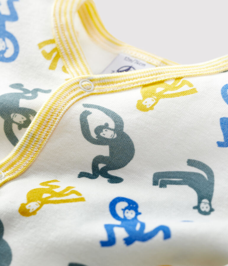 Pelele con monos fosforescentes de algod&oacute;n de beb&eacute; blanco/multicolor