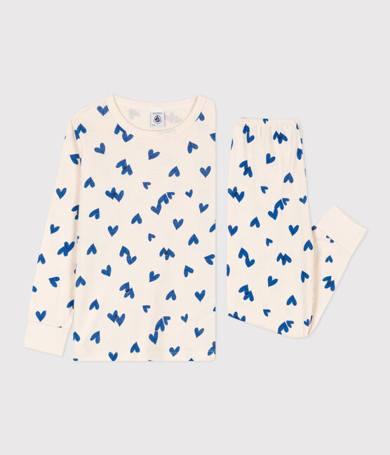 Pijama de algodón con corazón para niño/niña blanco AVALANCHE/ MULTICO