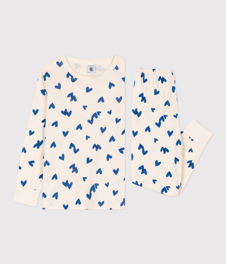 Pijama de algod&oacute;n con coraz&oacute;n para ni&ntilde;o/ni&ntilde;a crudo/multicolor