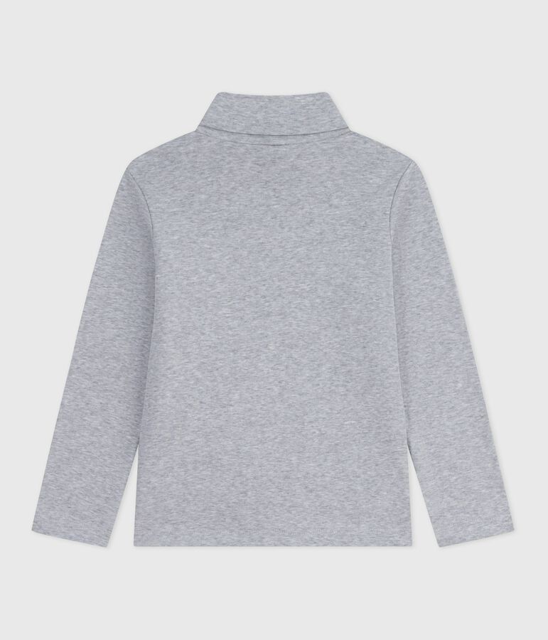 Camiseta infantil de cuello alto de algod&oacute;n gris