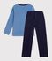 Pijama infantil de terciopelo liso con estampado azul/azul