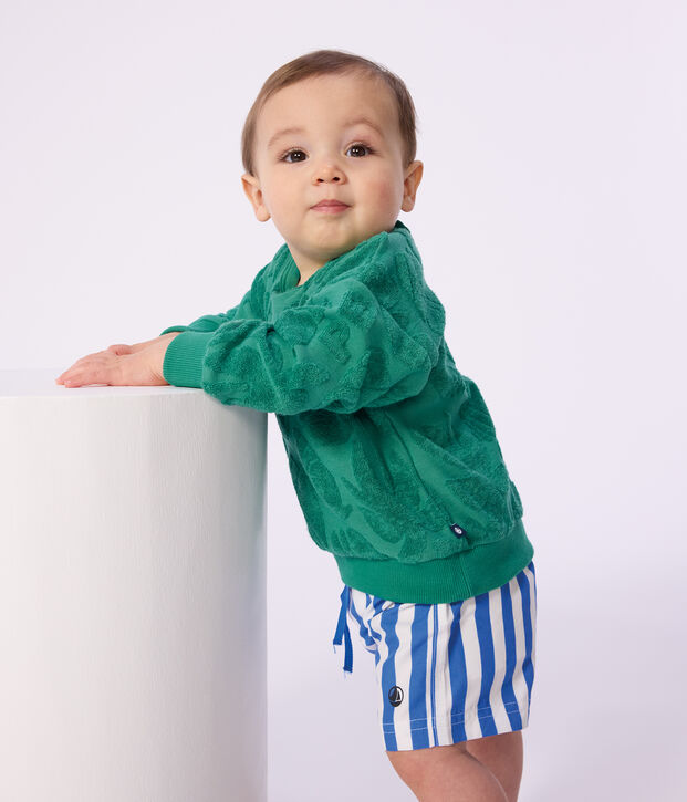 Sudadera de algod&oacute;n con capucha y estampado de palmeras para beb&eacute; verde