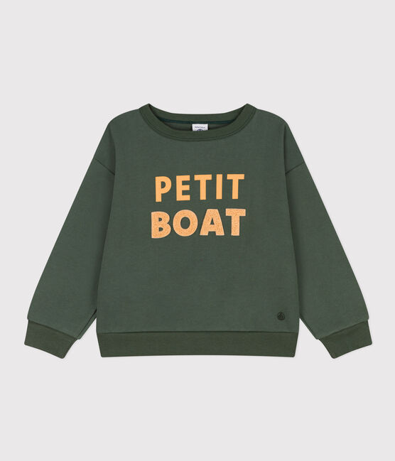 Sudadera estampada de muletón de niña/niño verde AVORIAZ