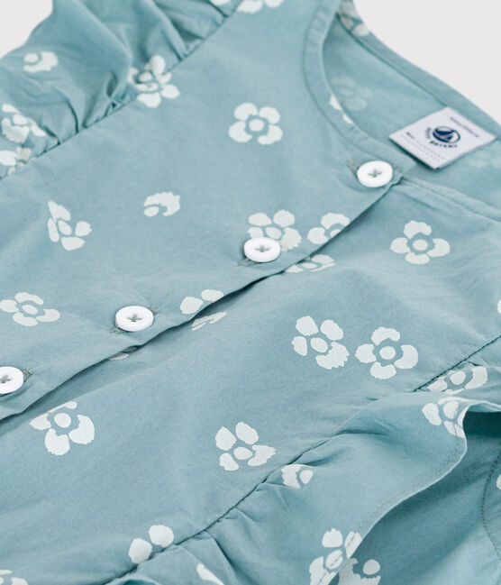 Mono infantil sin mangas de algodón con flores azul PAUL/blanco MARSHMALLOW