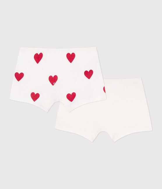 Juego de 2 culottes infantiles de algodón con estampado de corazones variante 1