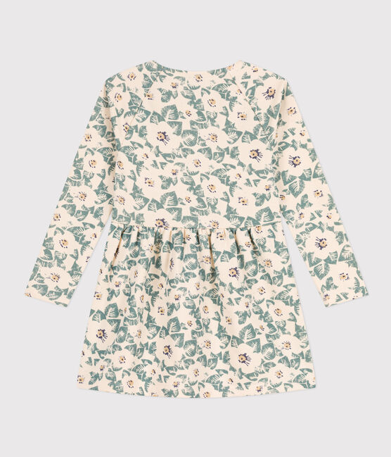 Vestido de muletón de manga larga con flores para niña blanco AVALANCHE/ MULTICO