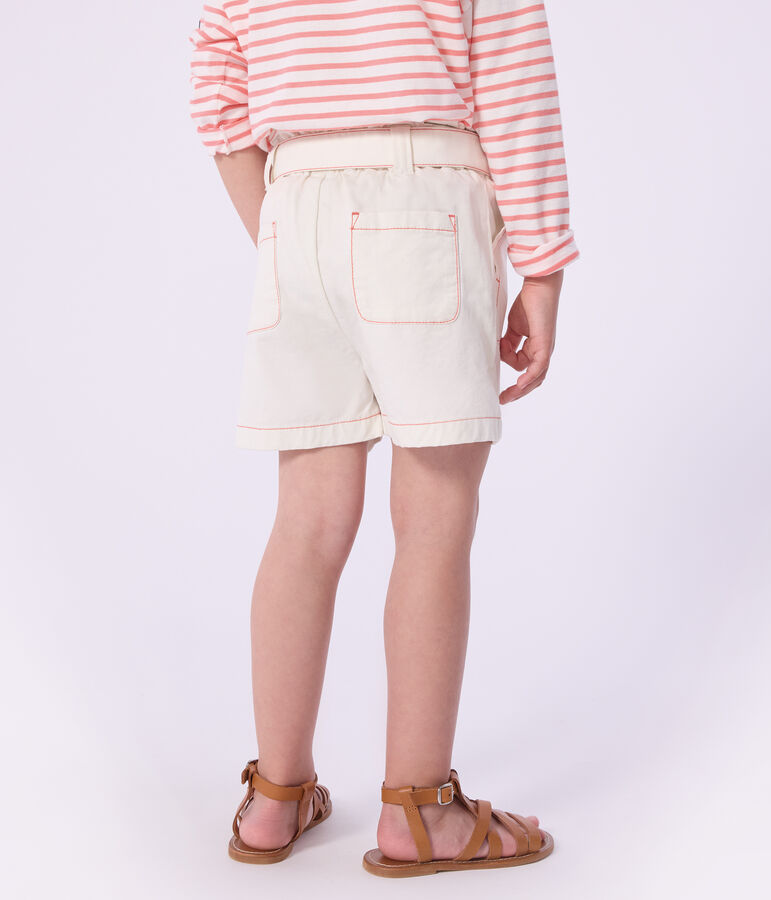 Shorts infantiles de algod&oacute;n liso blanco