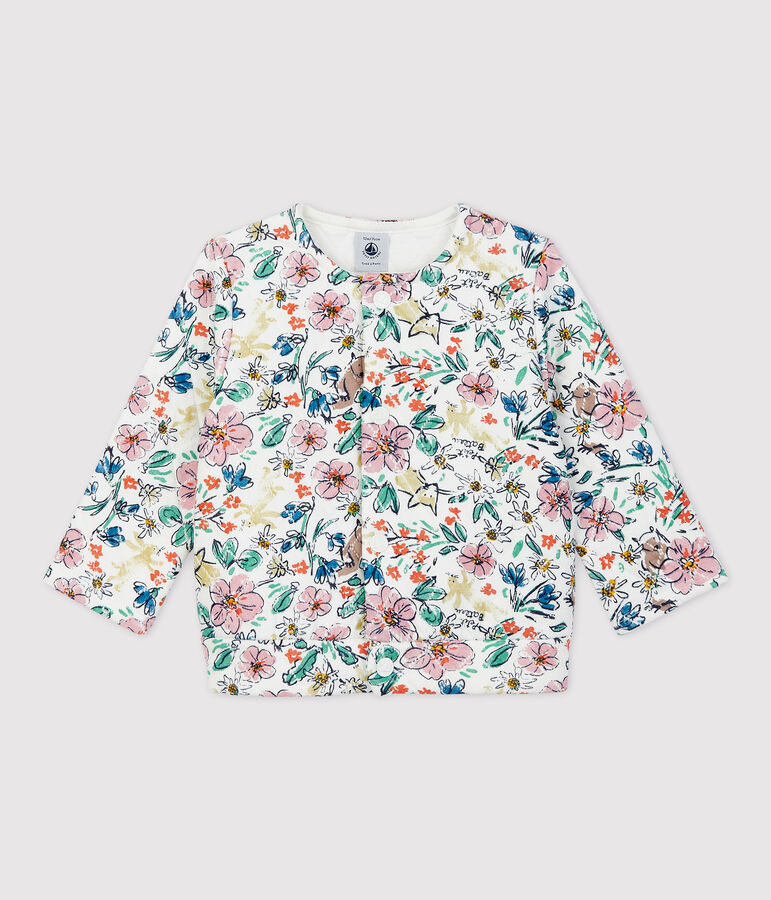 C&aacute;rdigan acolchado de beb&eacute;. blanco/multicolor