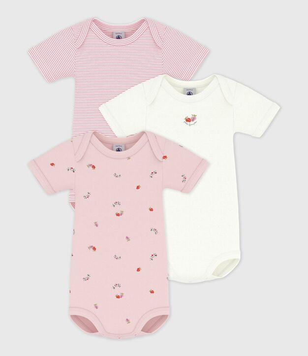 Juego de bodies de algod&oacute;n de manga corta con estampado de flores para beb&eacute; multicolor