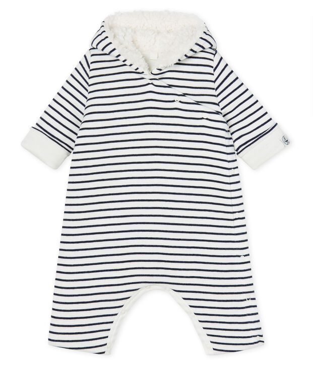 Mono largo de beb&eacute; ni&ntilde;o acolchado blanco/azul