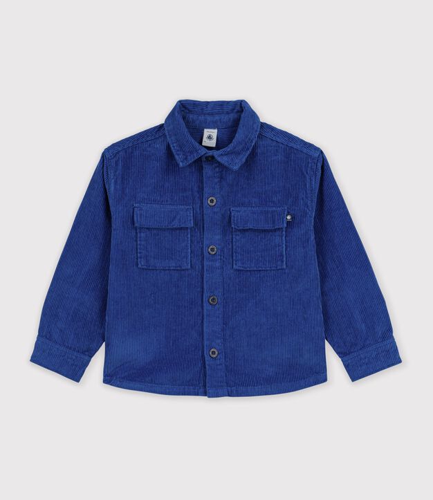 Camisa infantil lisa de terciopelo azul