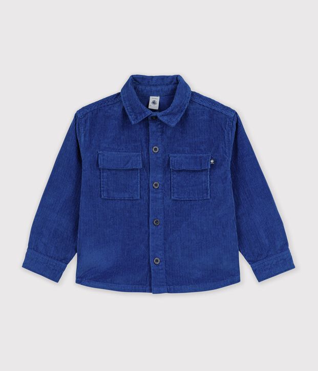 Camisa infantil lisa de terciopelo azul