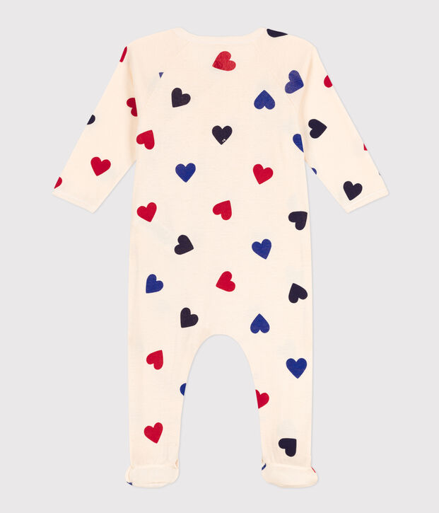 Pijama de algod&oacute;n con coraz&oacute;n para beb&eacute; crudo/multicolor