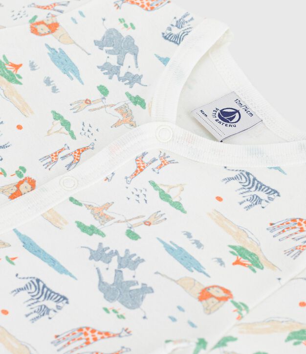 Pelele corto de algod&oacute;n con estampado de animales para beb&eacute; blanco/multicolor