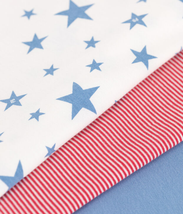 Juego de 3 camisetas infantiles de algod&oacute;n de manga corta con estampado de estrellas multicolor