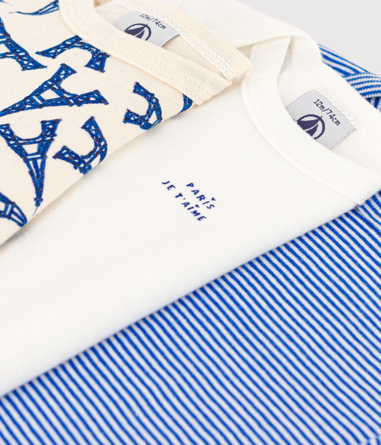 Juego de 3 bodis de algod&oacute;n de manga larga con motivo de Par&iacute;s para beb&eacute; variante 1