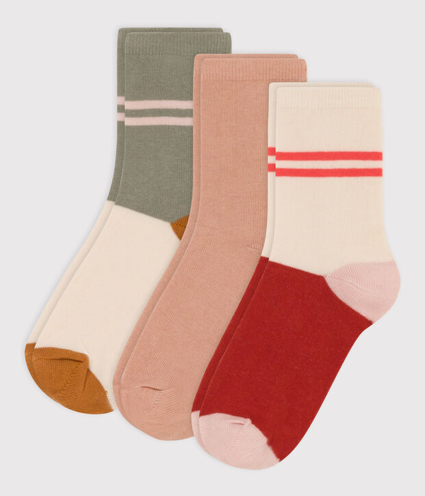 Juego de 3 pares de calcetines de punto de algod&oacute;n para ni&ntilde;os multicolor