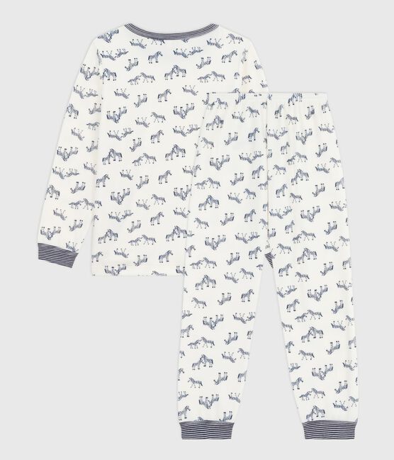 Pijama infantil de terciopelo con estampado de cebras azul MILK/ SOIR