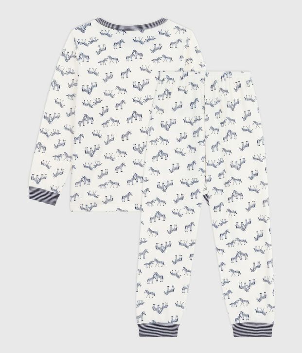 Pijama infantil de terciopelo con estampado de cebras azul/azul
