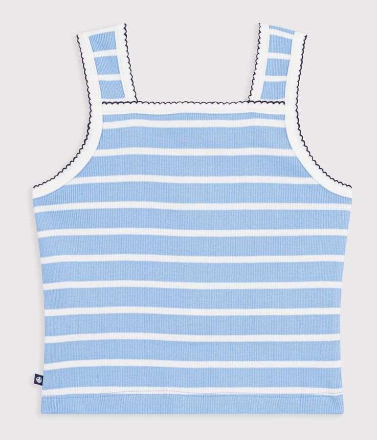 Camiseta infantil de tirantes de algod&oacute;n a rayas azul/blanco