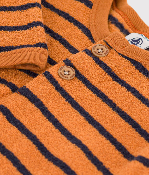 Mono largo de rizo  para beb&eacute; marron/azul