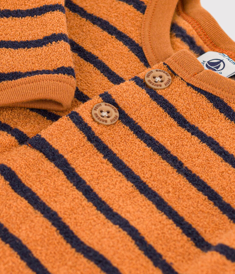 Mono largo de rizo  para beb&eacute; marron/azul