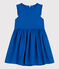 Vestido infantil de lino liso sin mangas azul PORCELANA