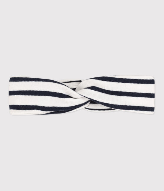 Diadema a rayas de jersey de bebé blanco MARSHMALLOW/azul SMOKING