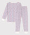 Pijama de algodón con flores para niña blanco MARSHMALLOW/blanco MULTICO