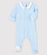 Pijama de terciopelo azul con cuello para bebé niño